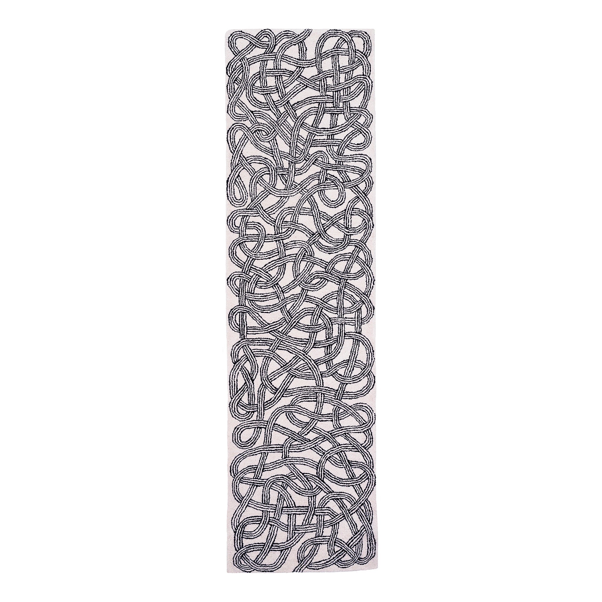 Albers Hantufted Grey Wool Runner | Small | Designed by Anni Albers